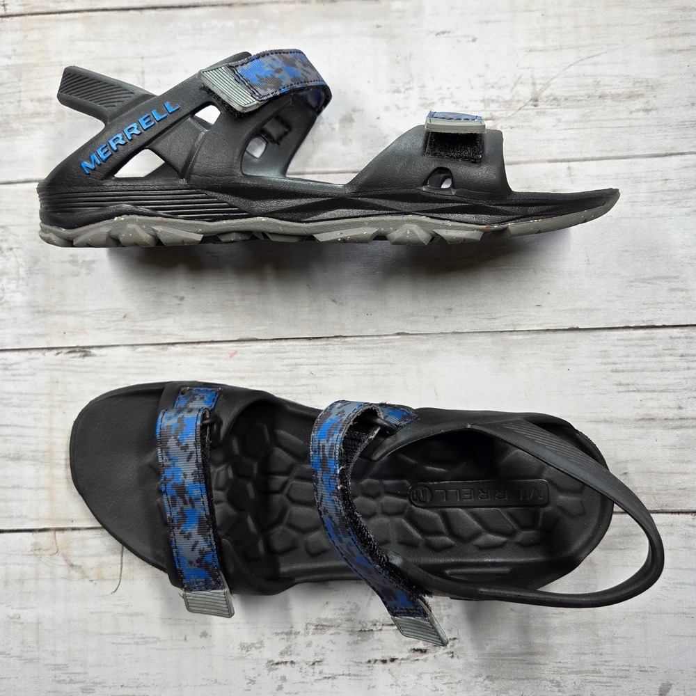 Merrell Hydro Drift Sandals Womens 6 Black Blue Camo Athletic Hiking Water Shoes